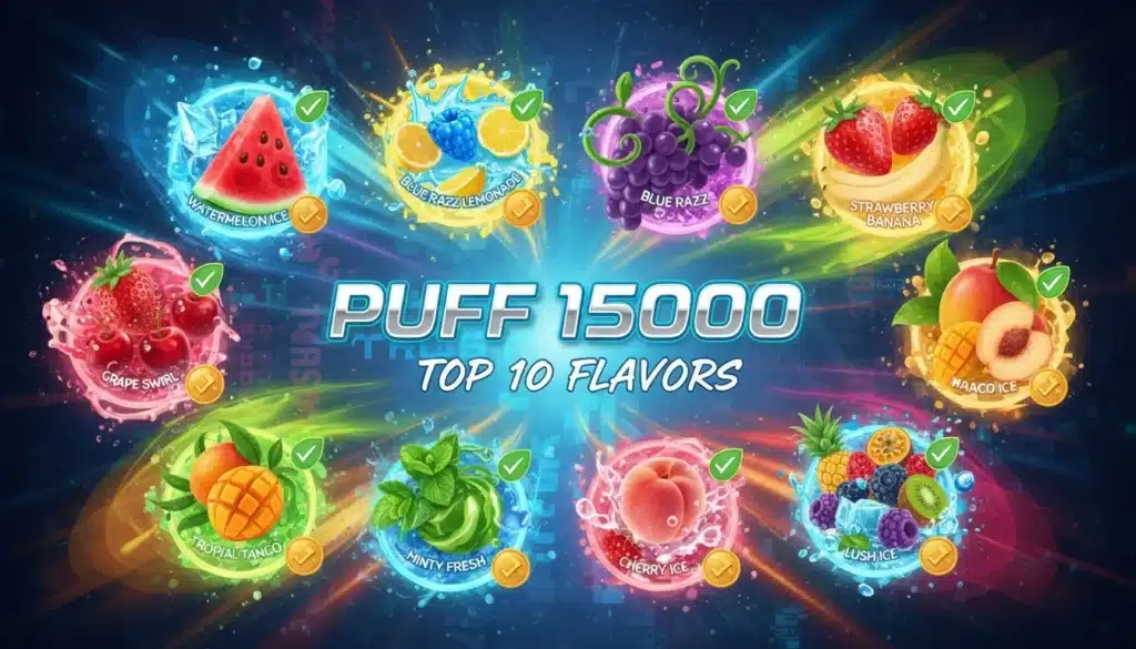 NouvellesComparatif 2024 : Quelle est la Meilleure Puff 15000 Bouffées ? (Le Guide Légal)an artistic illustration of the top flavors for