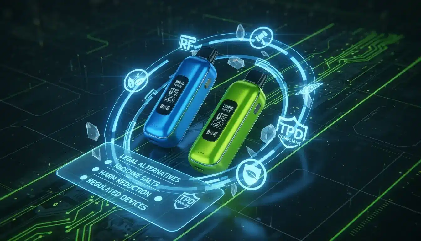 NouvellesPuff Rechargeable vs. Puff Jetable : Le guide complet pour choisir votre vape en 2024futuristic illustration featuring puff vape