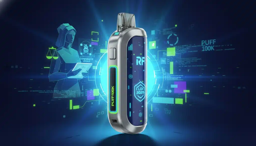 NouvellesPuff 100k en France : Est-ce Légal ? Le Guide Complet de la Réglementation 2025futuristic illustration of a puff k vape promin