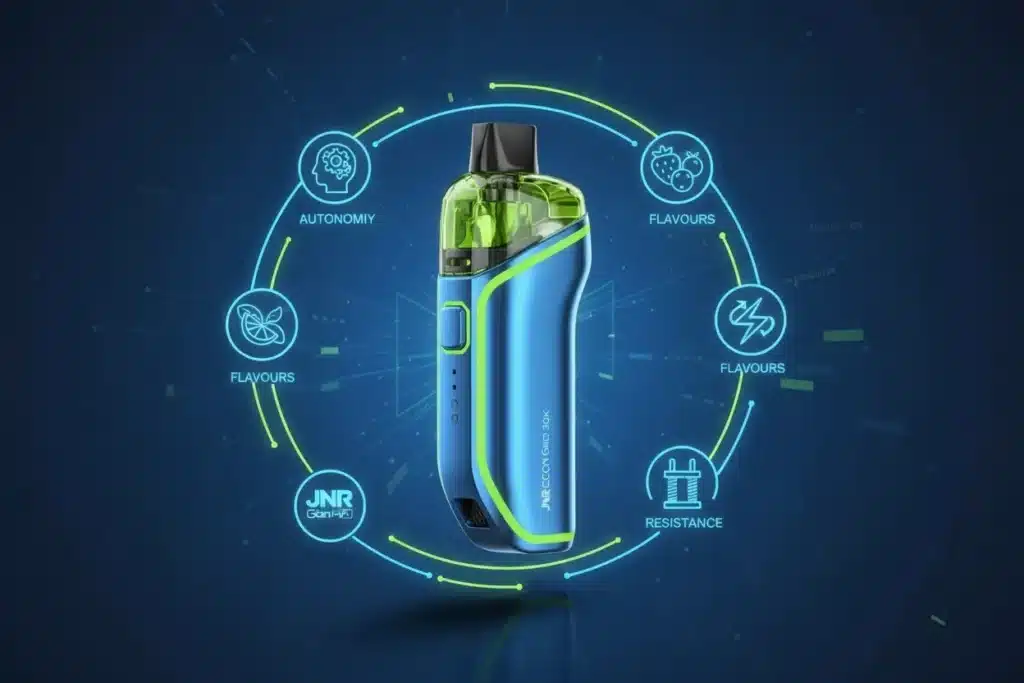 NouvellesComment Utiliser et Recharger votre Puff 30k : Le Guide Completfuturistic illustration of the jnr falcon gem k