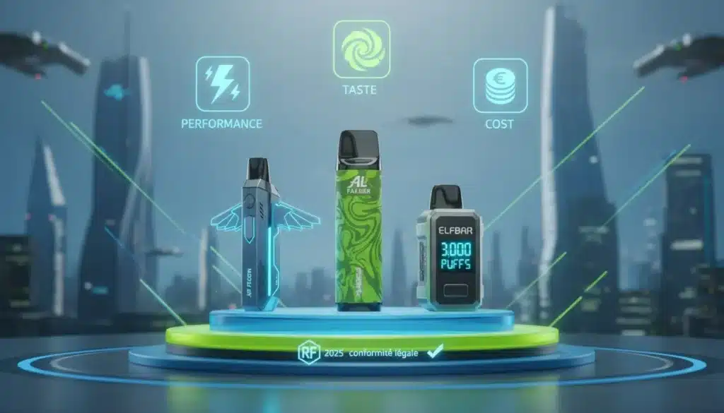 NouvellesMeilleure Puff 30k Rechargeable : Le Comparatif Honnête de 2025futuristic scene featuring centrally positioned jn