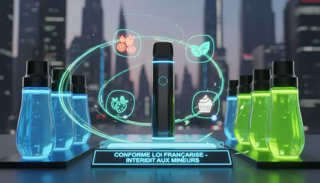 NouvellesPuff 16K : La Vérité Derrière les Avis et l'Alternative Durablefuturistic scene showcasing vibrant e liquid bottl